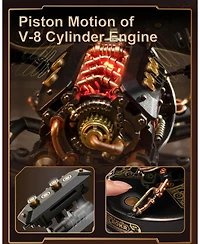 Robotime 3D Puzzles for Adults Electric Insect Metal Model Building Kit Desk Toys Hobby Kit for Adults Gift for Teens Rhinoceros Beetle Red