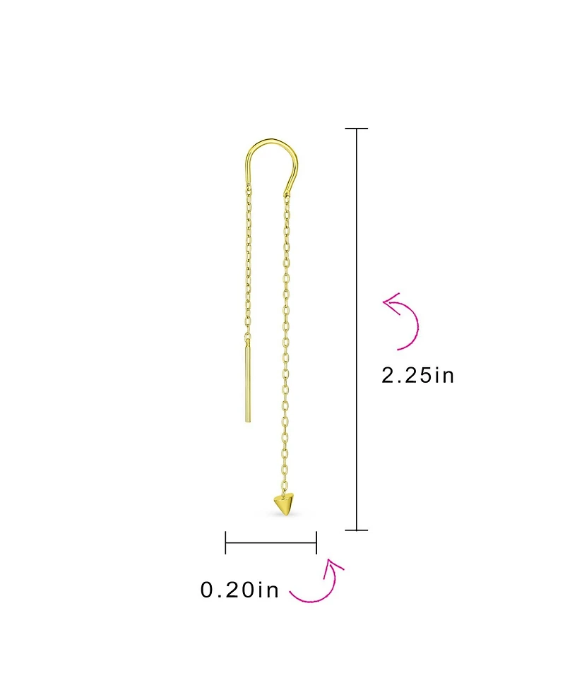Bling Jewelry Minimalist Tiny Arrow Chain Threader Earrings 14K Gold Plated Sterling Silver