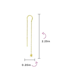 Bling Jewelry Minimalist Tiny Arrow Chain Threader Earrings 14K Gold Plated Sterling Silver