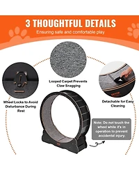 Aostirmotor 43.3 in Wooden Cat Running Wheel with Runway in Black