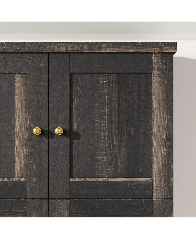 Homsee 4-Door Wardrobe With Strong Storage，Bedroom Closet，Armoire,Brown