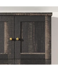 Homsee 4-Door Wardrobe With Strong Storage，Bedroom Closet，Armoire,Brown