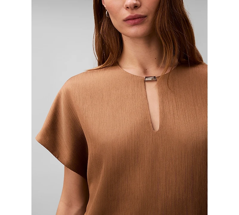 Calvin Klein Women's Plisse Short-Sleeve Top