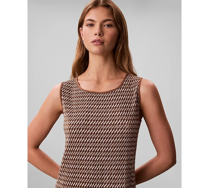 Calvin Klein Women's Plisse Print Crewneck Midi Dress