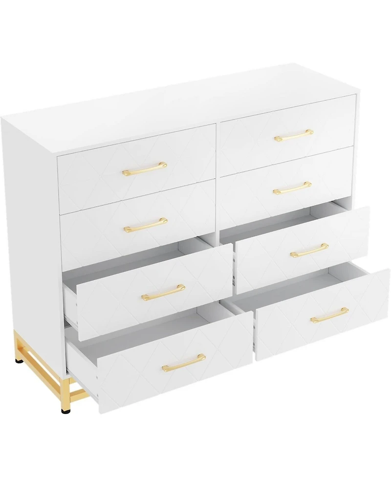 gaomon Dresser for Bedroom 8 Drawer Dresser & Chest of Drawers, Wooden Dresser Wide Dresser, Metal Handle