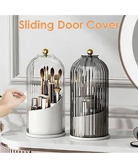 Yigii Makeup Brush Holder 360 Rotating Clear Dustproof Organizer