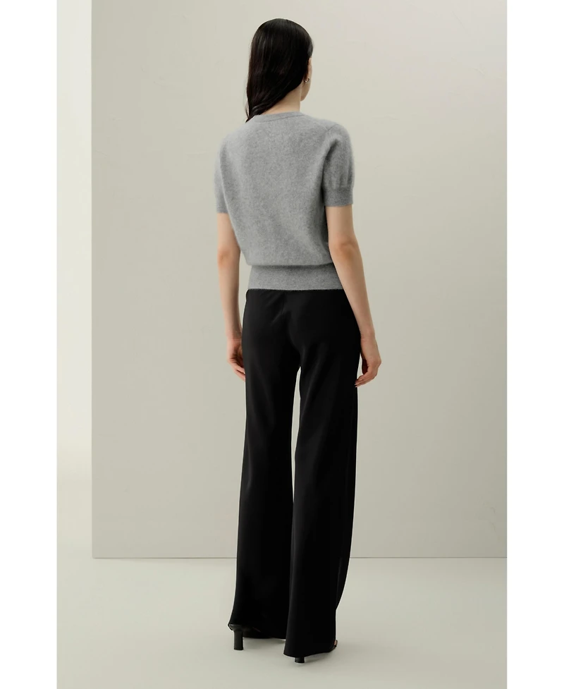 Lilysilk Women's Brushed Cashmere Short-Sleeve Sweater