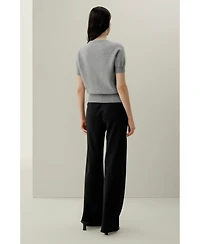 Lilysilk Women's Brushed Cashmere Short-Sleeve Sweater