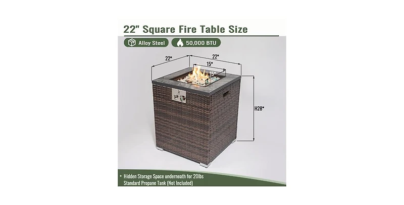 Flynama 28inch Outdoor Fire Pit Column, Propane Fire Column for Decor Gas Fire Pit Table Garden Corner Fire Table