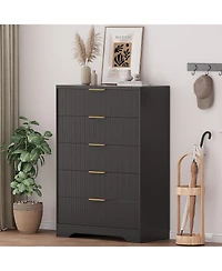 gaomon 5 Drawers Dresser for Bedroom, Fluted Dresser Chest of Drawers with Handle