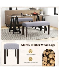 Costway 1 Pcs 42.5" Upholstered Entryway Bench with Nailhead Trim Soft Padded Cushion Bedroom