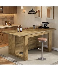 Tribesigns Kitchen Island with Storage and Seating, 63 Inch Island Table with Extra Large Worktop, Natural Oak