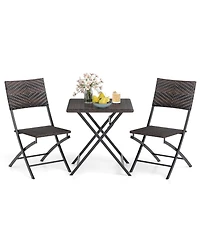 Slickblue Rattan Patio Bistro Set with Folding Dining Table and Chairs
