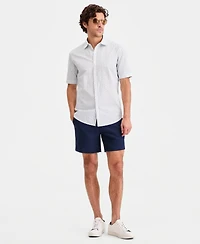 Alfani Men's Cotton Textured-Stripe Short-Sleeve Shirt, Macy's Exclusive