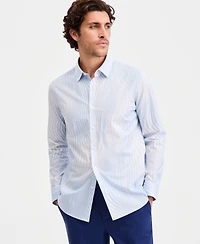Alfani Men's Cotton Fluid Swirl Stripes Long-Sleeve Shirt, Macy's Exclusive