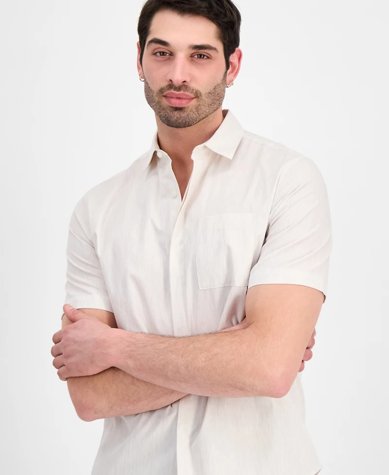 Alfani Men's Cotton Luke Short-Sleeve Pocket Shirt, Macy's Exclusive