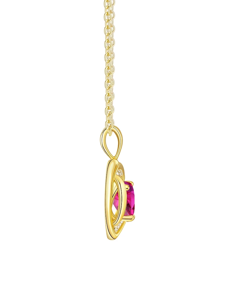 Macy's Lab-Grown Ruby (1.1 ct. t.w.) and White Sapphire (0.03) Heart Pendant Necklace in 14k Gold Over Sterling Silver (Also Available in Amethyst)