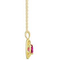 Macy's Lab-Grown Ruby (1.1 ct. t.w.) and White Sapphire (0.03) Heart Pendant Necklace in 14k Gold Over Sterling Silver (Also Available in Amethyst)