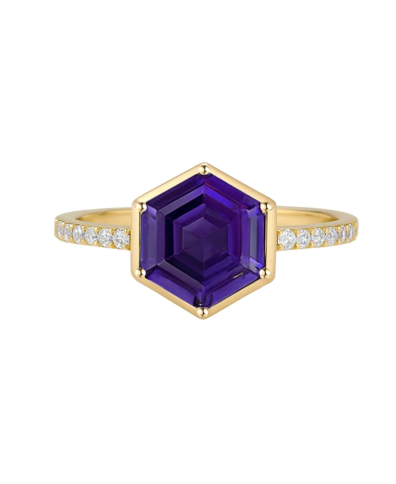 Macy's Amethyst (2 ct. t.w.) and Lab-Grown White Sapphire (0.01 Ring 14k Gold Over Sterling Silver (Also Available Multi-Stones)