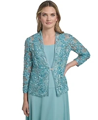 Jessica Howard Women's 3/4-Sleeve Jacket with Crewneck Dress