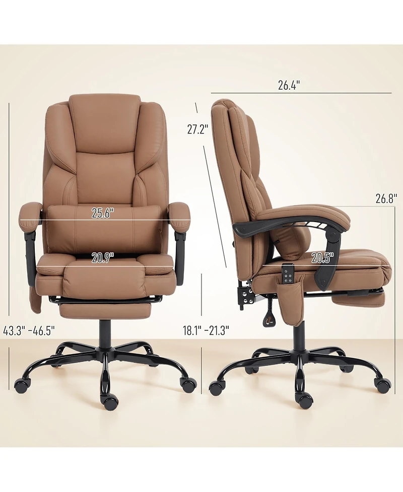 Homcom Office Chair with Massage, Reclining Desk Chair,