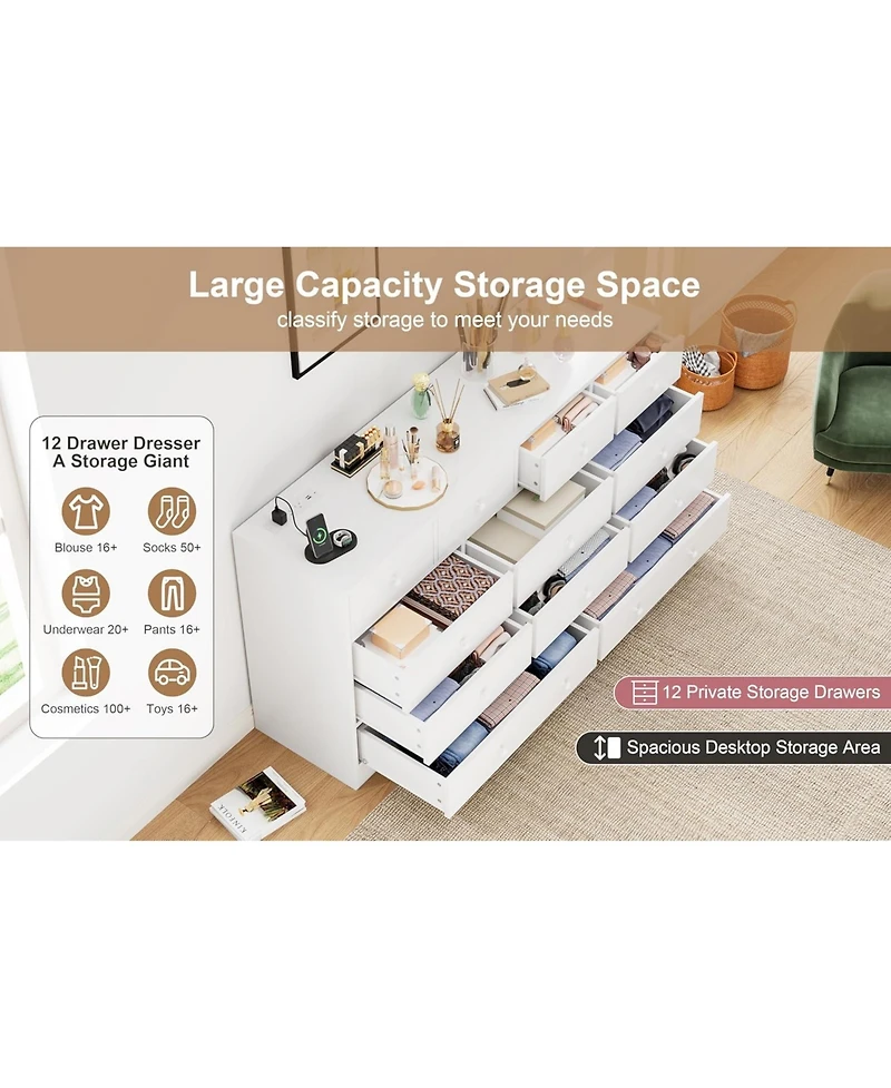 Gaomon 12 Drawer Dresser for Bedroom