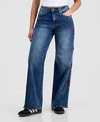 Madden Girl Women's Bow-Embroidery Ultra 90s Jeans