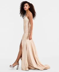 Katia Rae Juniors' Sleeveless Glitter-Knit Gown