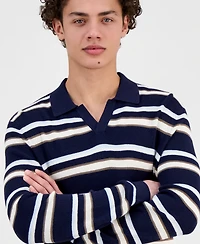 Guess Men's Stanton Striped Polo Sweater
