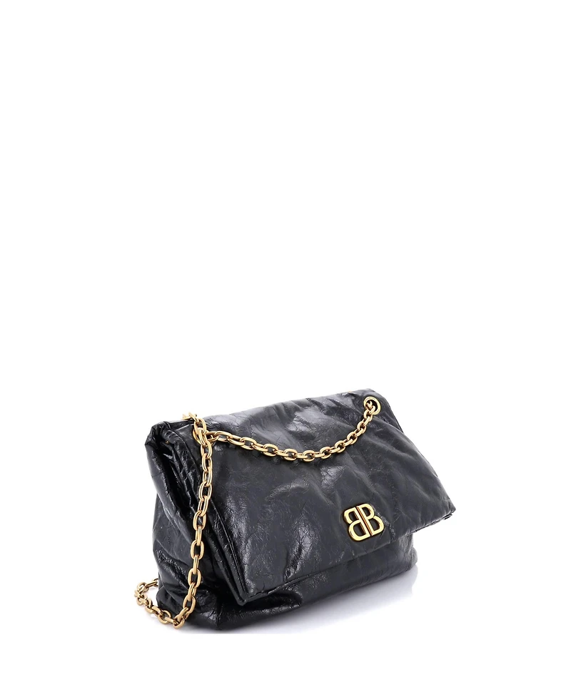 Pre-Owned Balenciaga Large Monaco Chain Flap Shoulder Bag Leather