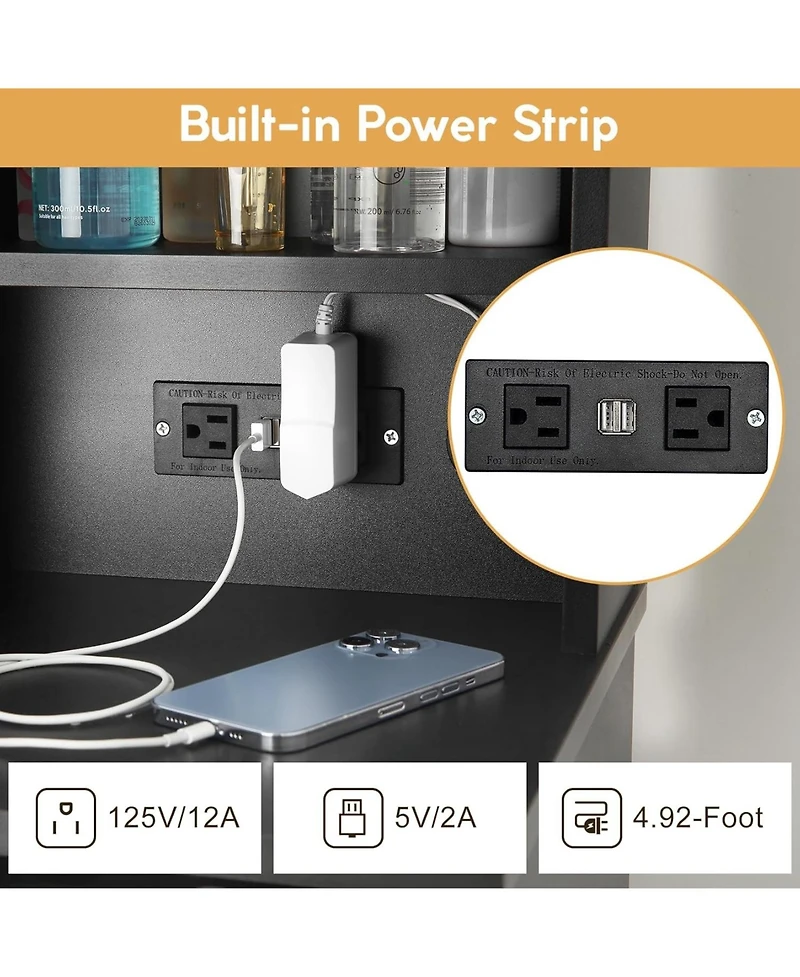 Gaomon Modern Vanity Makeup Desk Vanity Mirror Built-in Lights 4 Drawers for Bedrooms, Apartments, Easy to Assemble