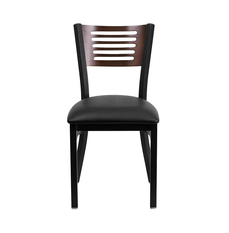 Emma+Oliver Decorative Slat Back Metal Restaurant Dining Chair