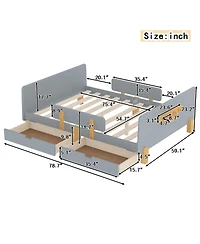 Streamdale Furniture Full Size Platform Bed with Storage, Solid Wood Frame, No Box Spring Needed
