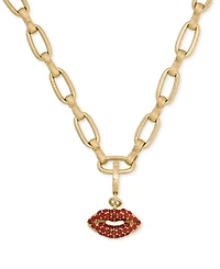 kate spade new york Gold-Tone Pave Lips Charm Pendant