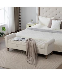 Streamdale Furniture Modern Upholstered Storage Bench - Beige