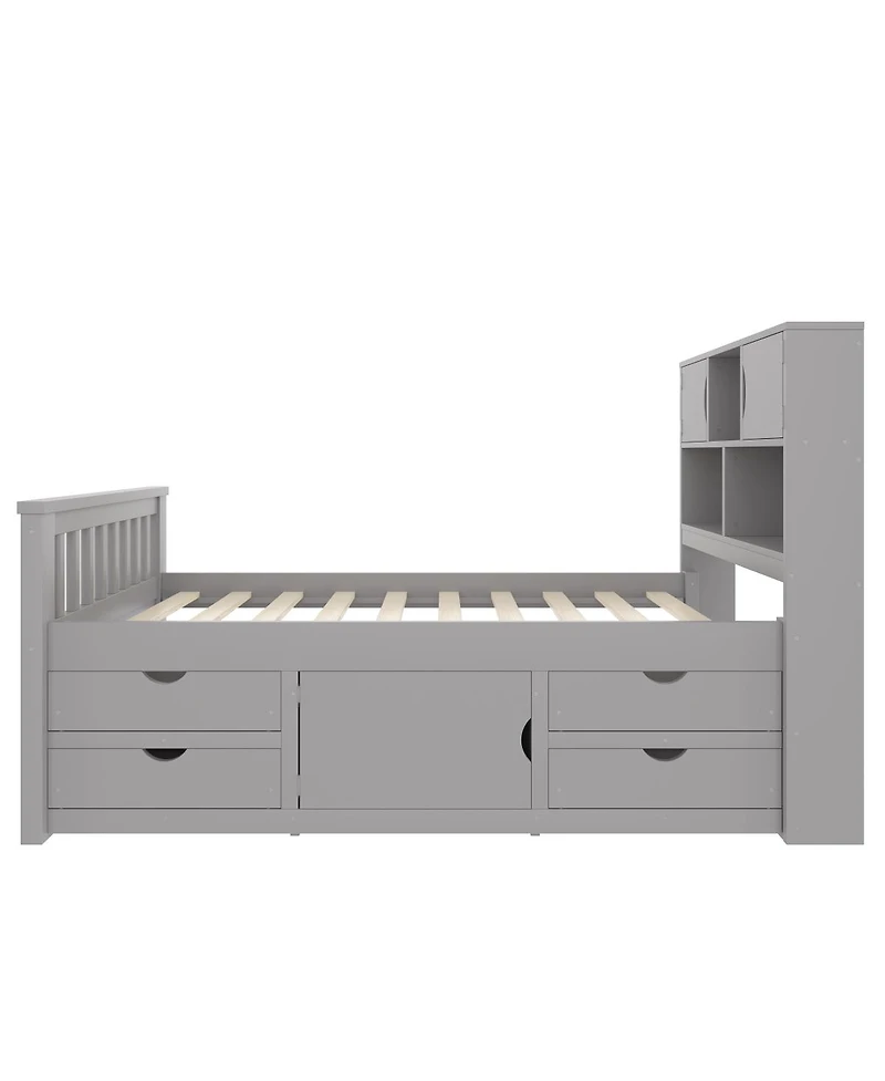 Streamdale Furniture Twin Captain Platform Bed Frame with Storage, Drawers, Gray