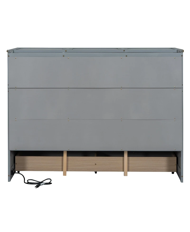 Streamdale Furniture Queen Murphy Bed with Usb Port and a Large Drawer