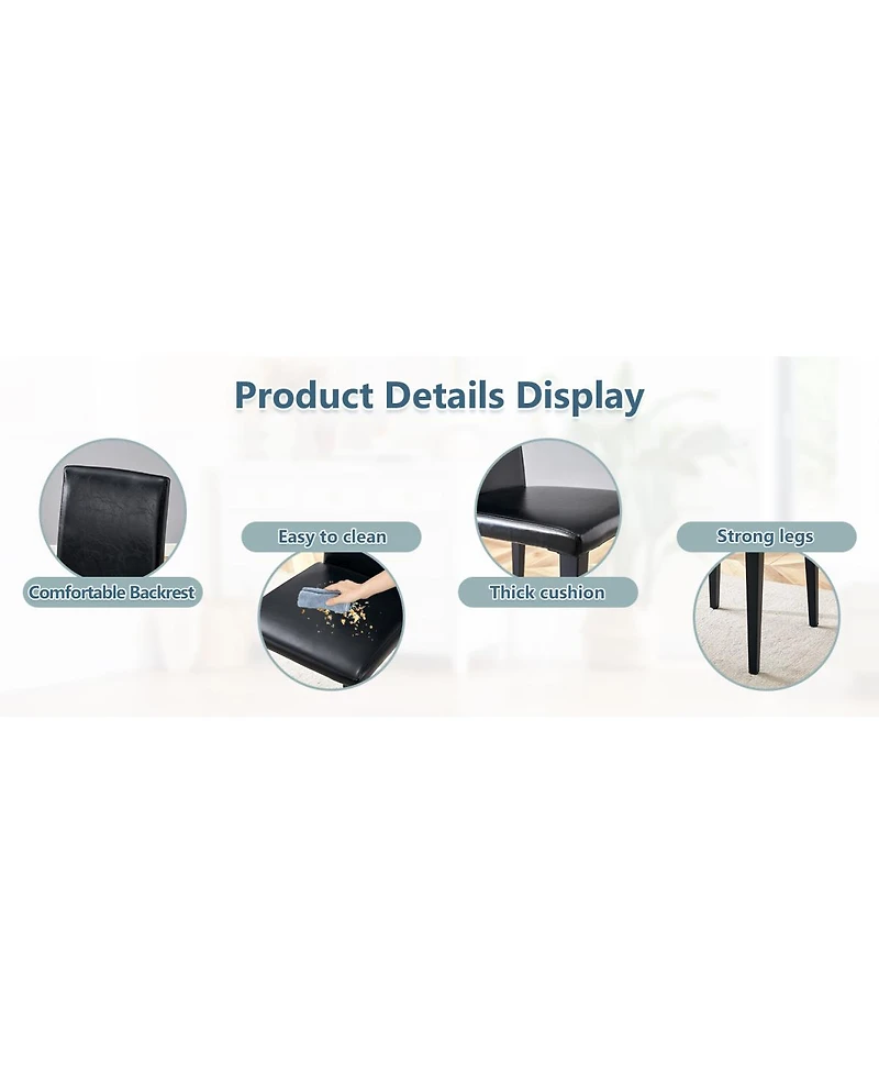 Streamdale Furniture Minimalist Pu Leather Dining Chair with Metal Legs