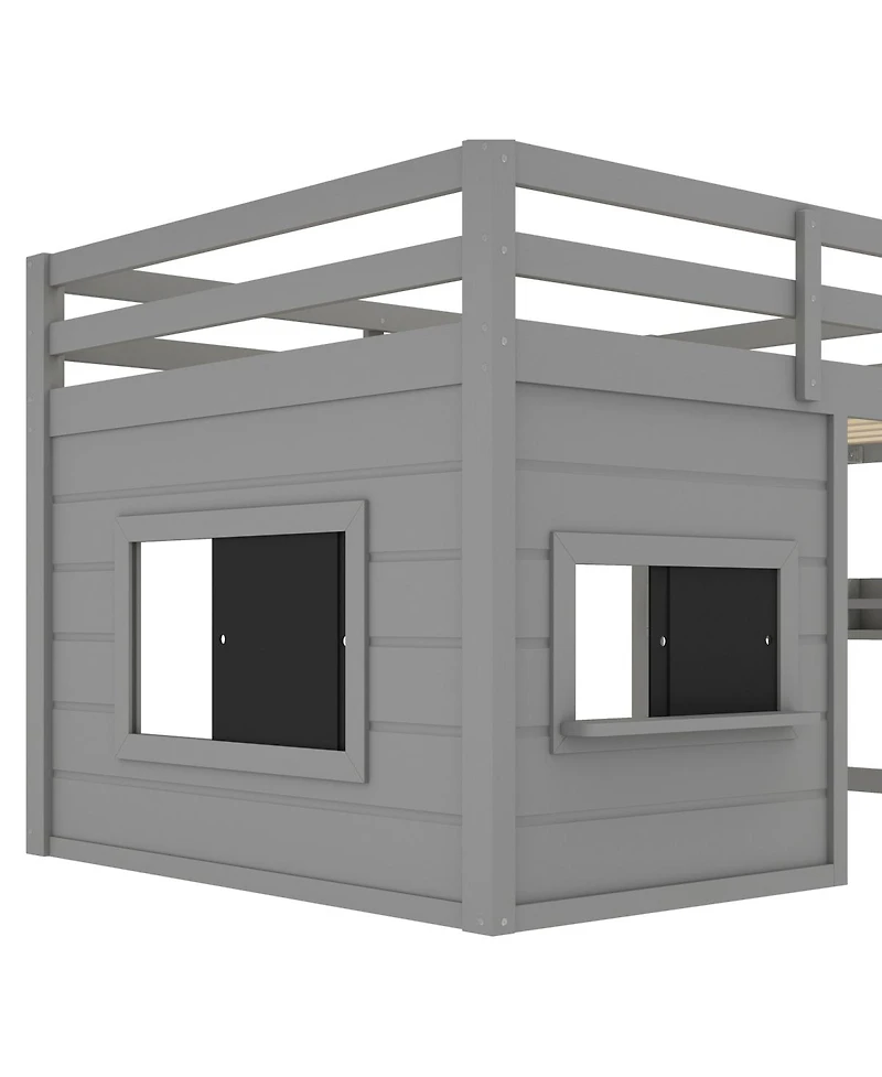 Streamdale Loft Bed with Slide, Bookshelf, Safety Rails