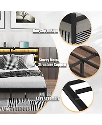 Streamdale Furniture Full Size Metal Platform Bed Frame w/ Usb, Led Lights, No Box Spring
