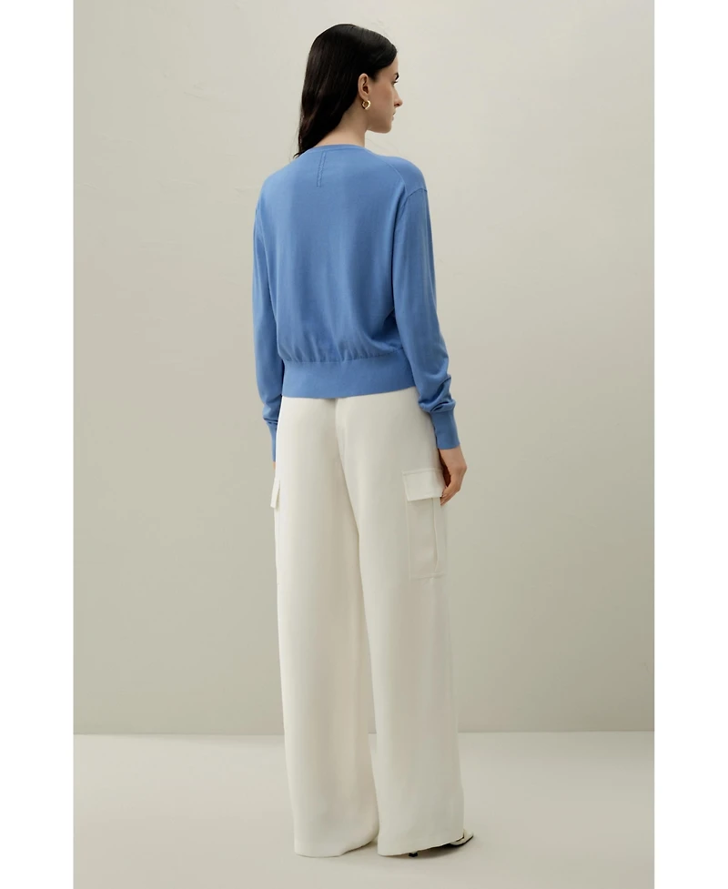 Lilysilk Women's Round-Neck Silk Cashmere Cardigan