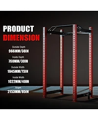 Mikolo 3"x3" Power Cage, Multi-Function Power Rack with Lat Pull Down Pulley System, 1500 lbs Weight