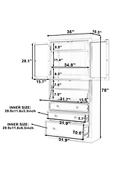 Streamdale 36x16.5x78inch Freestanding Kitchen Pantry Storage Cabinet with 3 Drawers, White