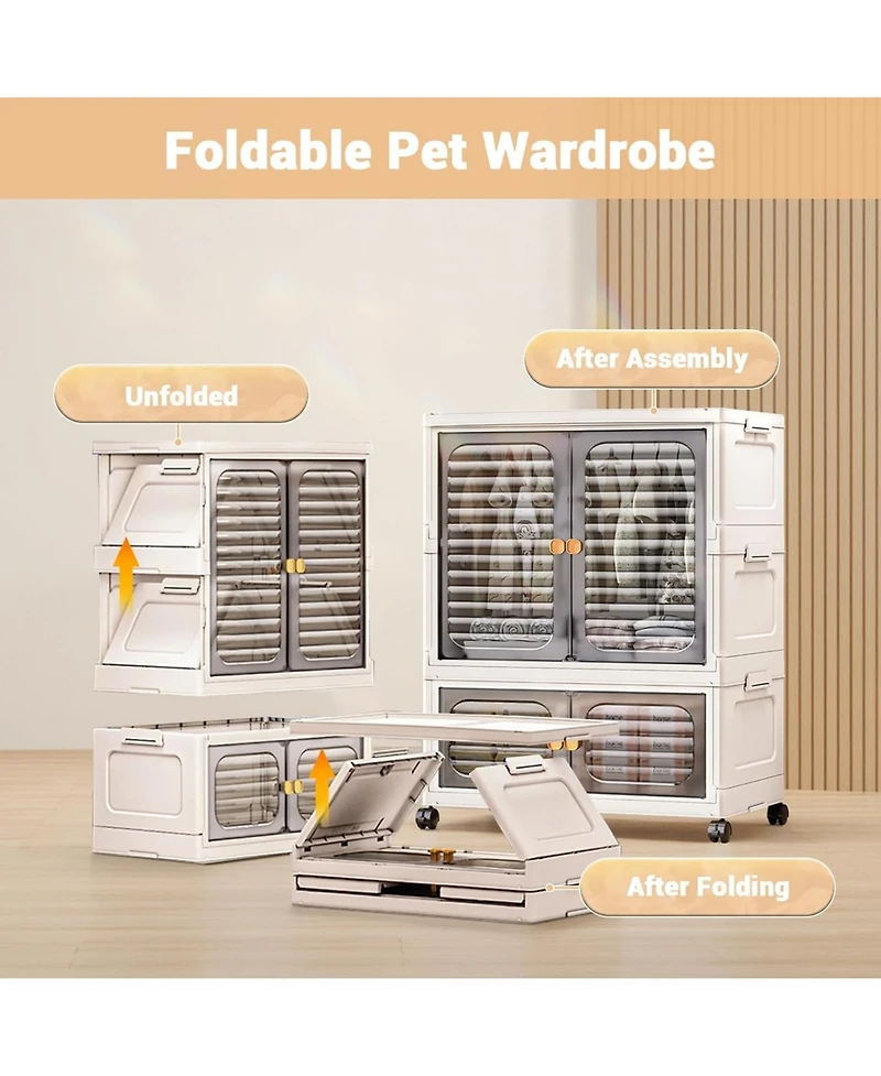 gaomon Pet Wardrobe Closet, Stackable Storage Cabinet, Clothes Cabinet with Doors
