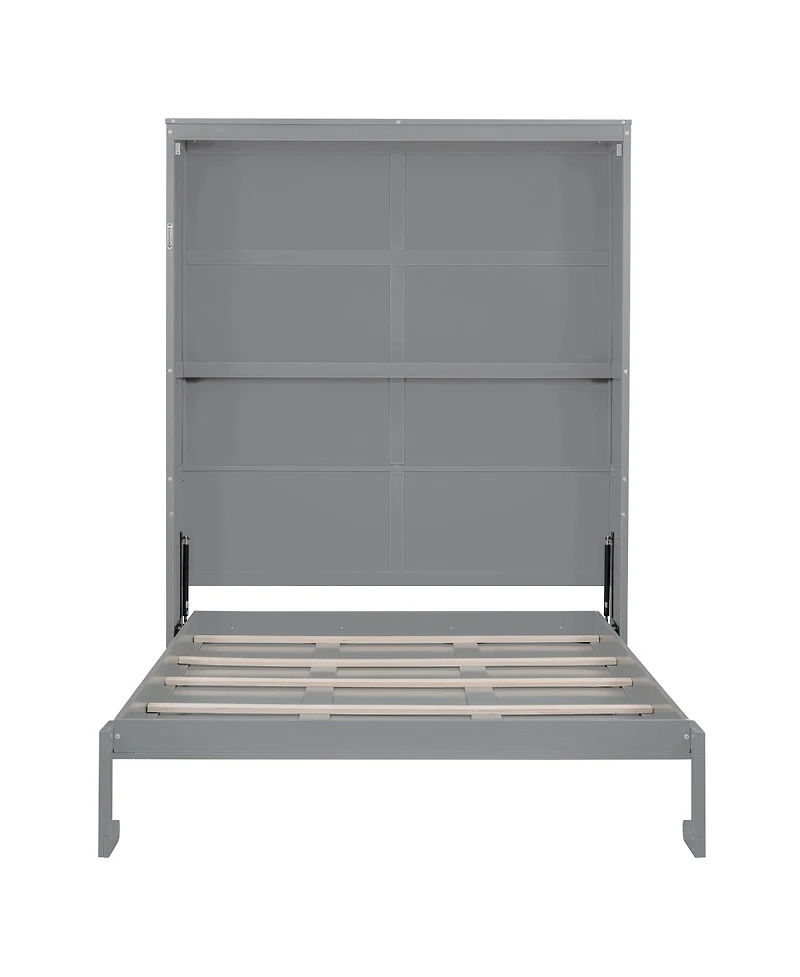 Streamdale Furniture Queen Size Murphy Bed Wall Bed with Shelves, Gray