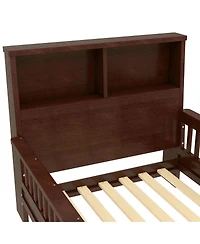 Streamdale Furniture Twin Platform Bed with Storage Headboard & Pull-Out, Espresso