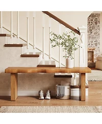 Tribesigns 47" Solid Wood Bench, Farmhouse Entryway Bench for Bedroom, Dining Bench for Kitchen, Entryway, Mudroom, Easy Assembly, Brown