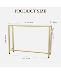 gaomon 39.4" Industrial Console Table with Usb Ports & Power Outlets - Versatile Entryway Table for Living Room, Hallway, Easy Assembly