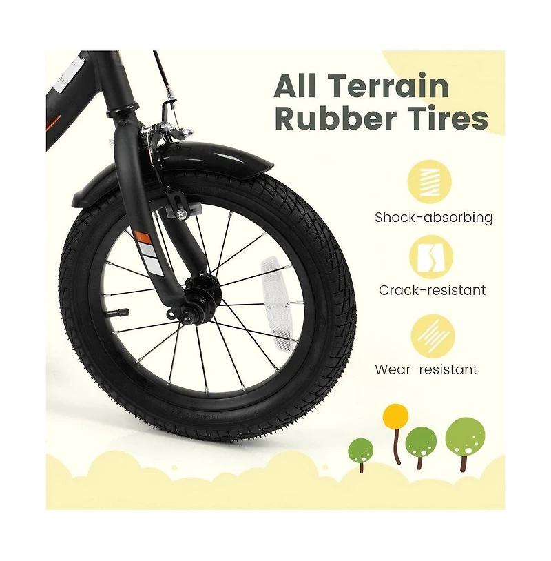 Hongge Kids Training Bike with Adjustable Seat Dual Brake System and Rubber Tires