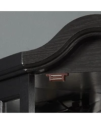 Streamdale Furniture Lighted Oak Curio Cabinet with Tempered Glass Doors & Shelves - Black